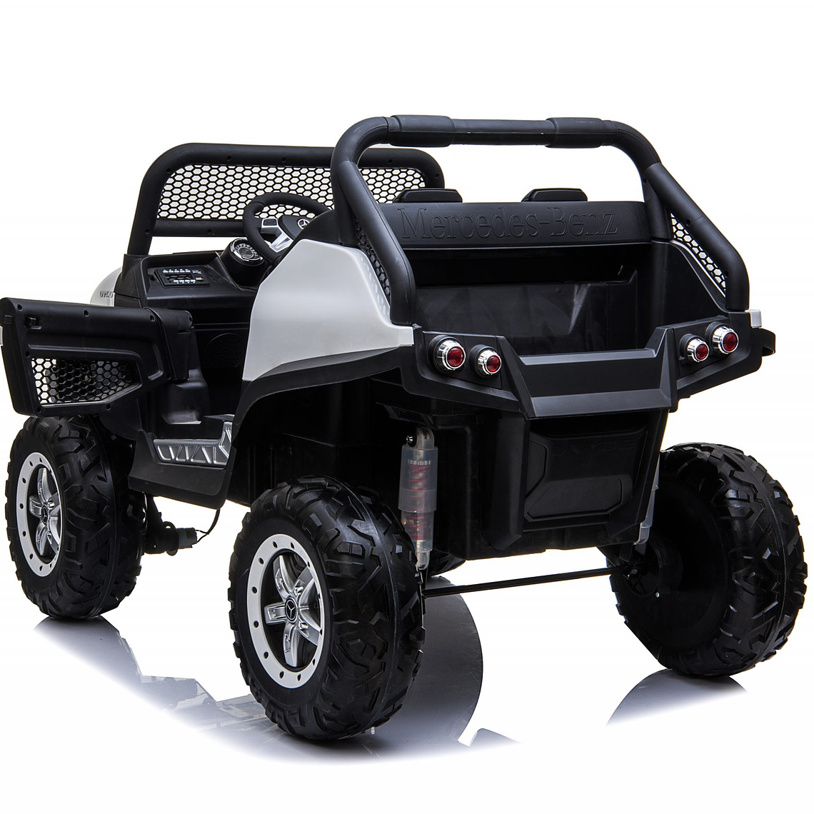 Buggy a Batería XXL 4×4 2 Asientos MERCEDES UNIMOG Pantalla Touch Ruedas goma- Blanco 3