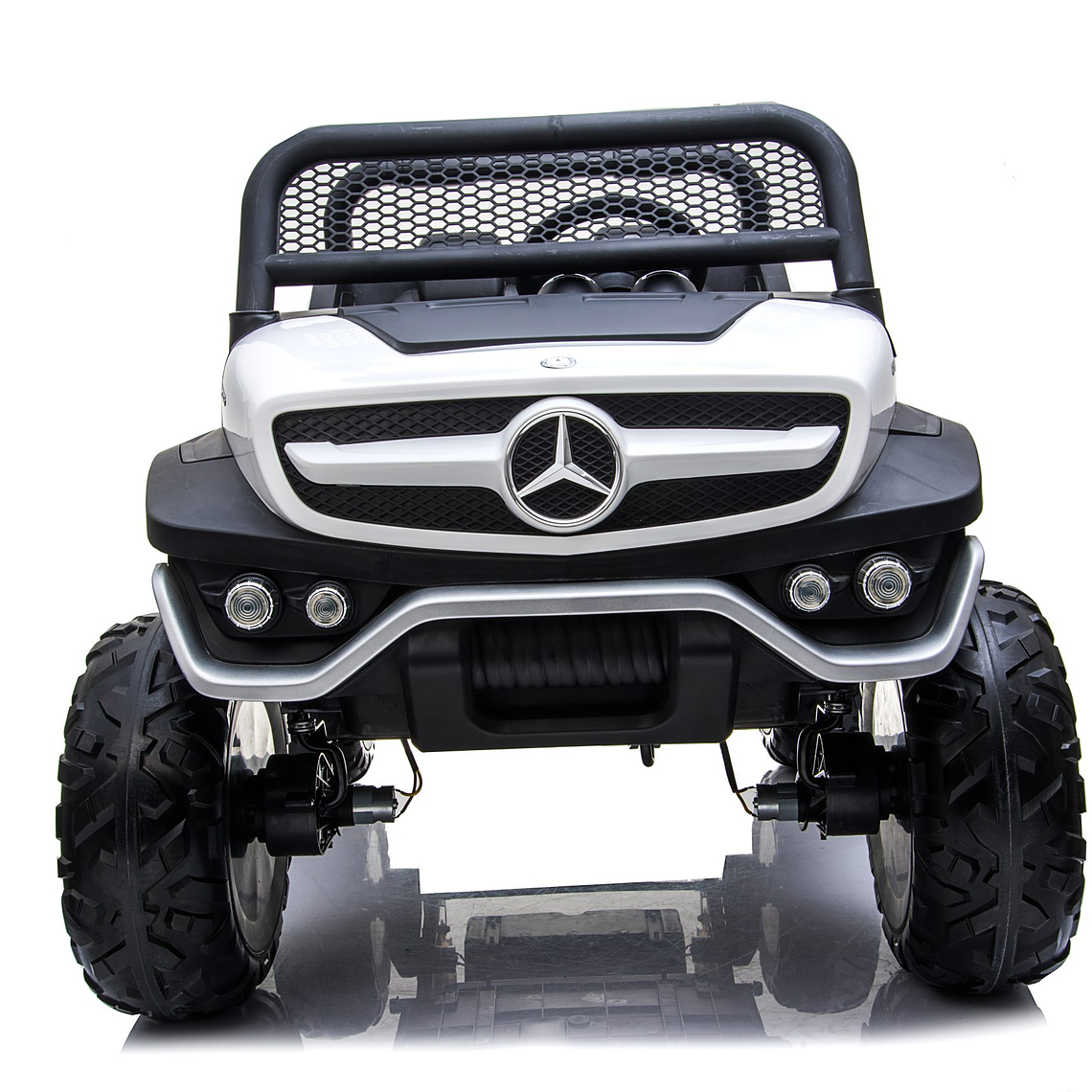 Buggy a Batería XXL 4×4 2 Asientos MERCEDES UNIMOG Pantalla Touch Ruedas goma- Blanco 1