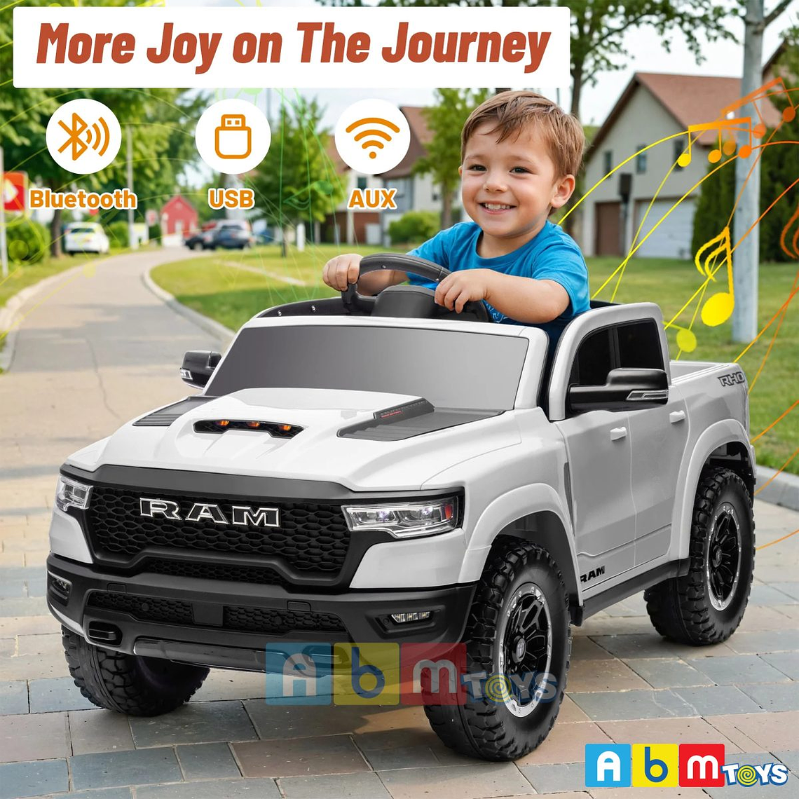 Ram Licencia Oficial 4×4 Real Asiento Ecocuero y Ruedas de goma Blanca 2