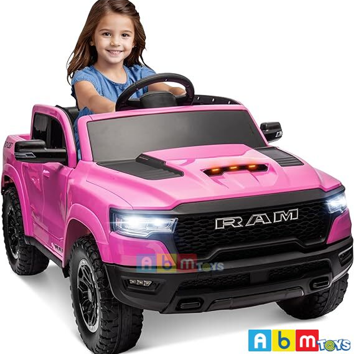 Ram Licencia Oficial 4×4 Real Asiento Ecocuero y Ruedas de goma Rosada 1
