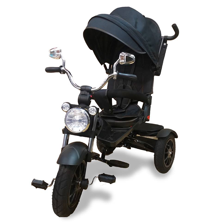Triciclo Coche Rotativo 360 Reclinable Ruedas Inflables Negro 1