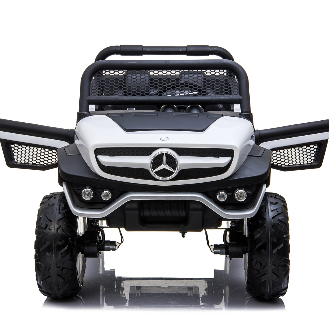 Buggy a Batería XXL 4×4 2 Asientos MERCEDES UNIMOG Pantalla Touch Ruedas goma- Blanco 1