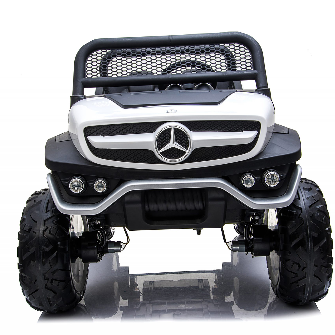 Buggy a Batería XXL 4×4 2 Asientos MERCEDES UNIMOG Pantalla Touch Ruedas goma- Blanco 4