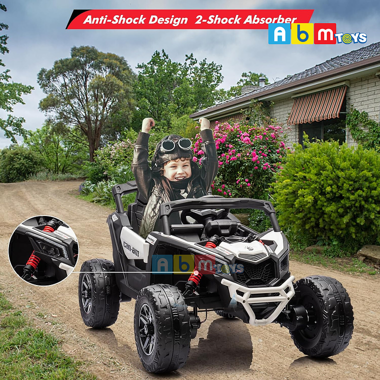 Can-Am Maverick 4×4 Real Asiento Ecocuero y Ruedas de goma Blanco 3