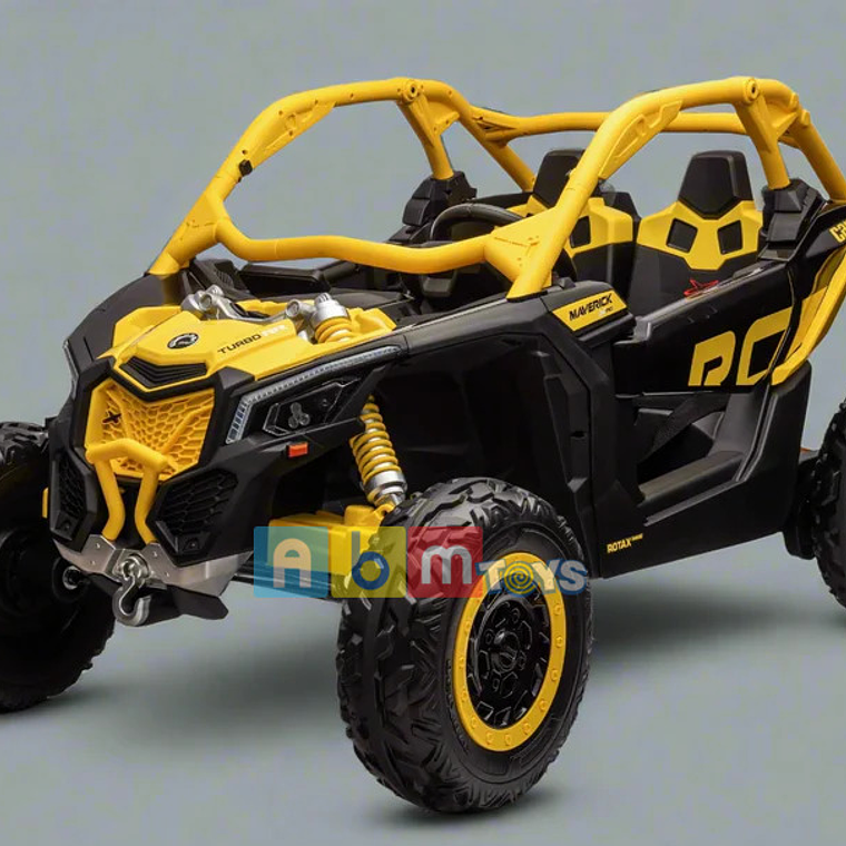 Can-Am Maverick XXL 24 Volt 2 Asientos Ecocuero y Ruedas de goma Amarillo 2