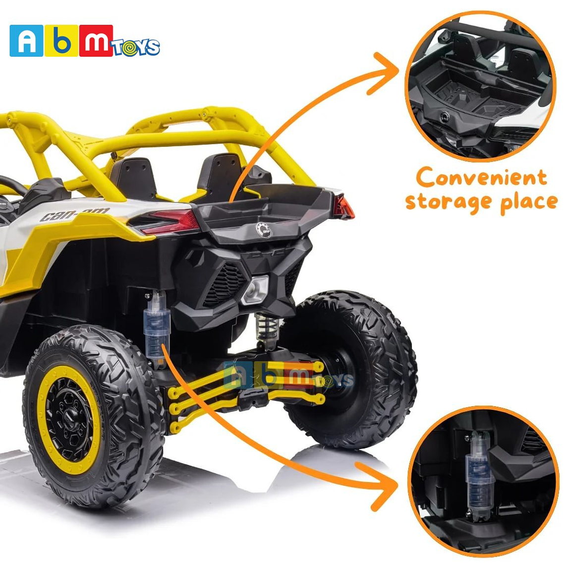 Can-Am Maverick XXL 24 Volt 2 Asientos Ecocuero y Ruedas de goma Amarillo 3