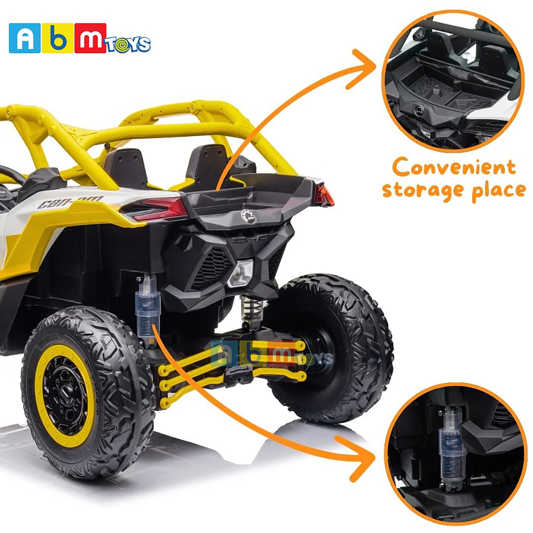 Can-Am Maverick XXL 24 Volt 2 Asientos Ecocuero y Ruedas de goma Amarillo 3
