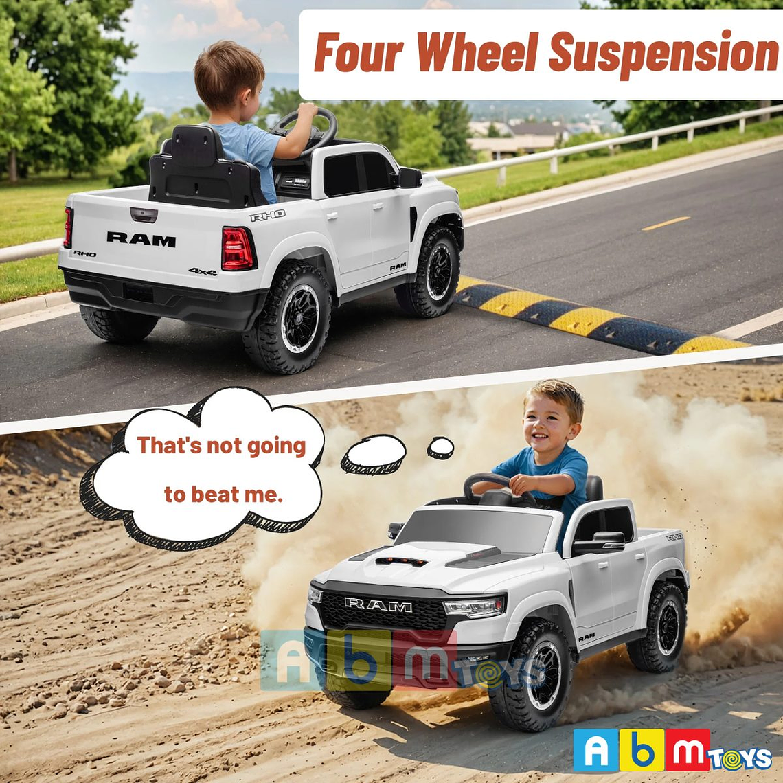 Ram Licencia Oficial 4×4 Real Asiento Ecocuero y Ruedas de goma Blanca 2