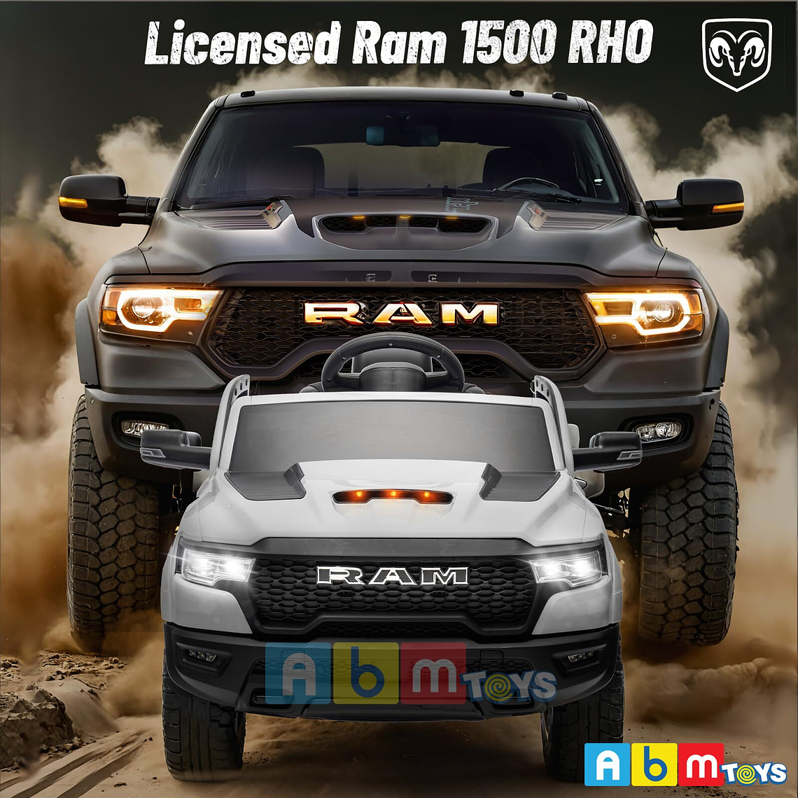 Ram Licencia Oficial 4×4 Real Asiento Ecocuero y Ruedas de goma Blanca 4