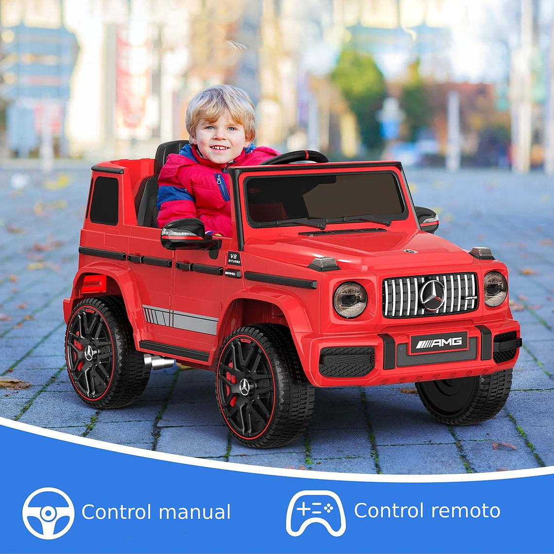 Auto a Batería Jeep G63 Con Licencia Mercedes 12V Rojo - 4