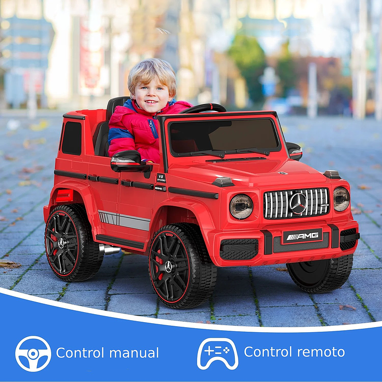 Auto a Batería Jeep G63 Con Licencia Mercedes 12V Rojo - 4