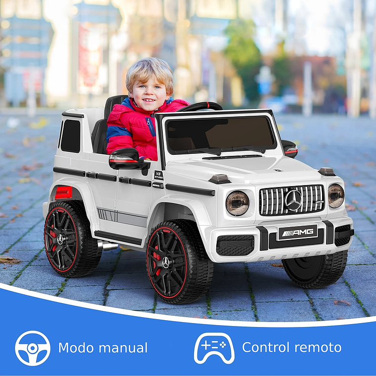 Auto a Batería Jeep G63 Con Licencia Mercedes 12V Blanco 4