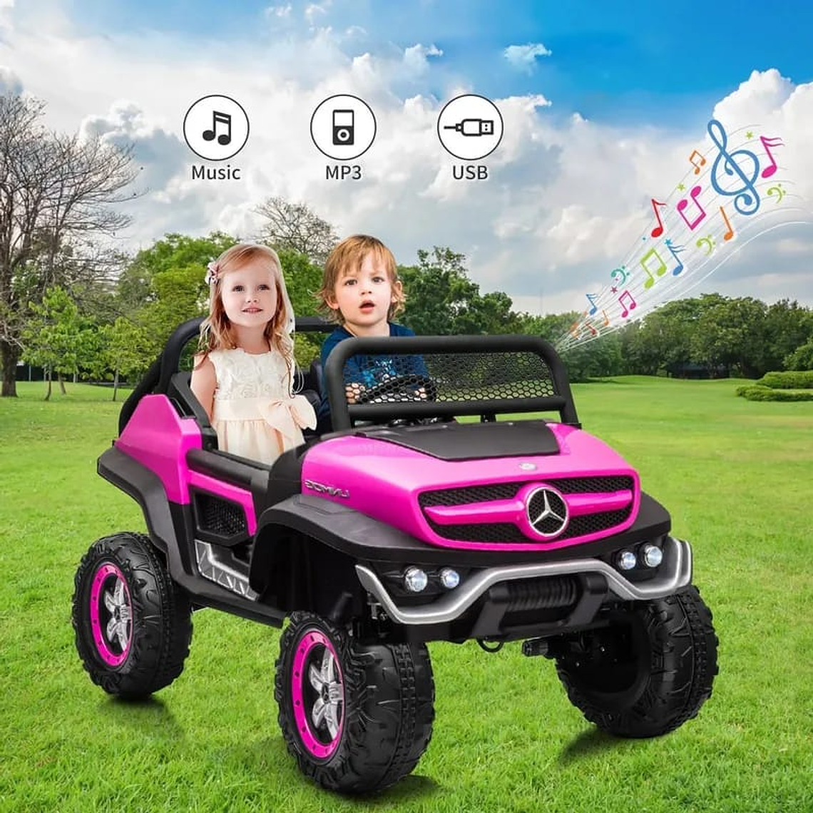 Buggy XXL a Batería 12V 14 Ah MERCEDES UNIMOG 4×4 Pantalla Touch Ruedas goma- rosada 5