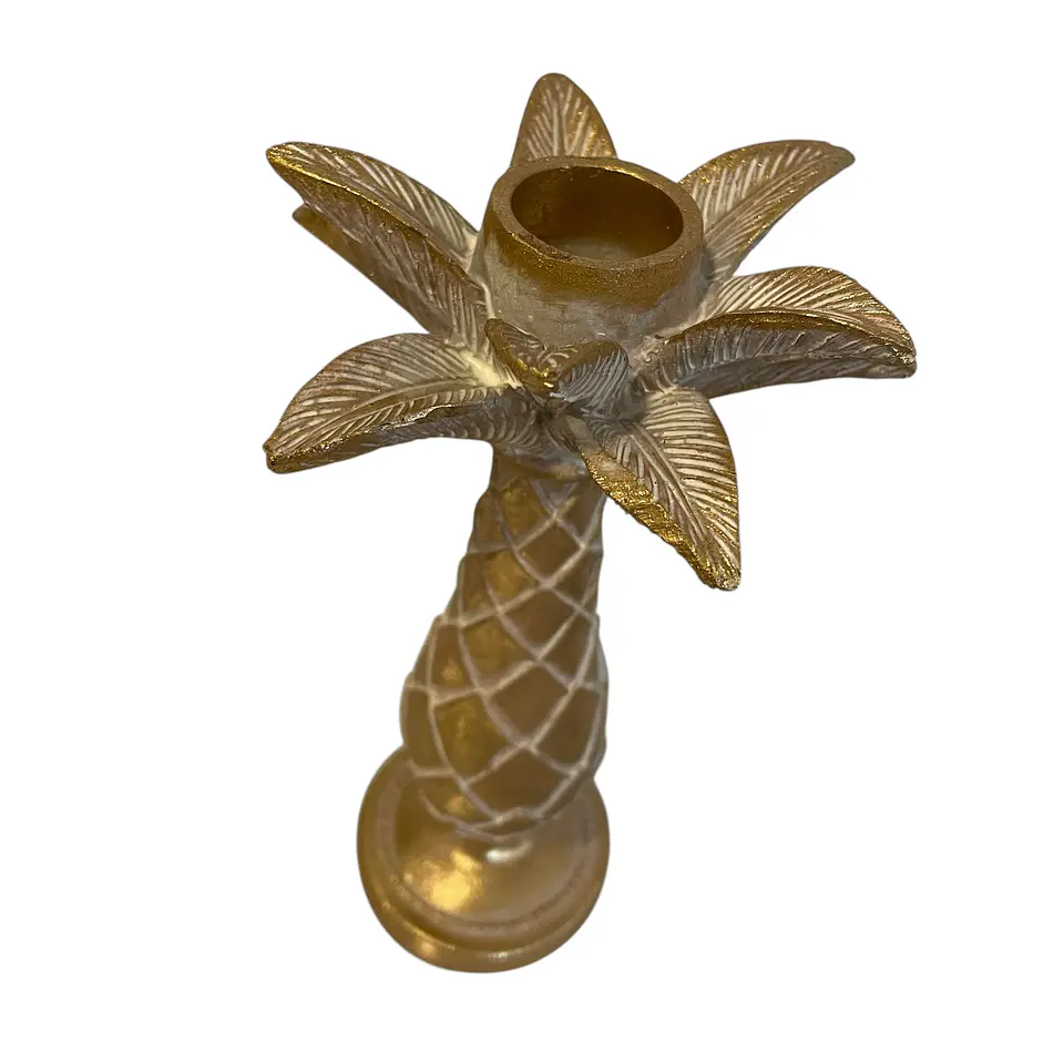 Castiçal Palmeira Dourado 19cm  2