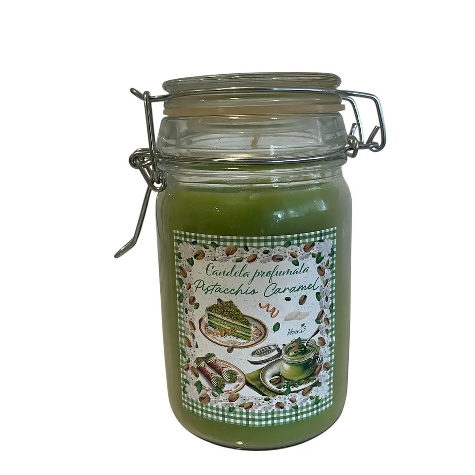 Vela Pote Vidro Pistacchio 460gr 1