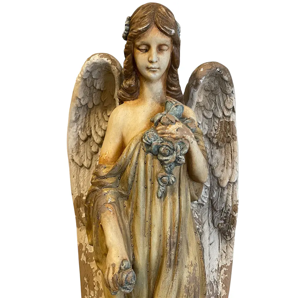 Estátua de Anjo Vintage em Fibra e Cimento 70cm para Jardim e Decoração 2