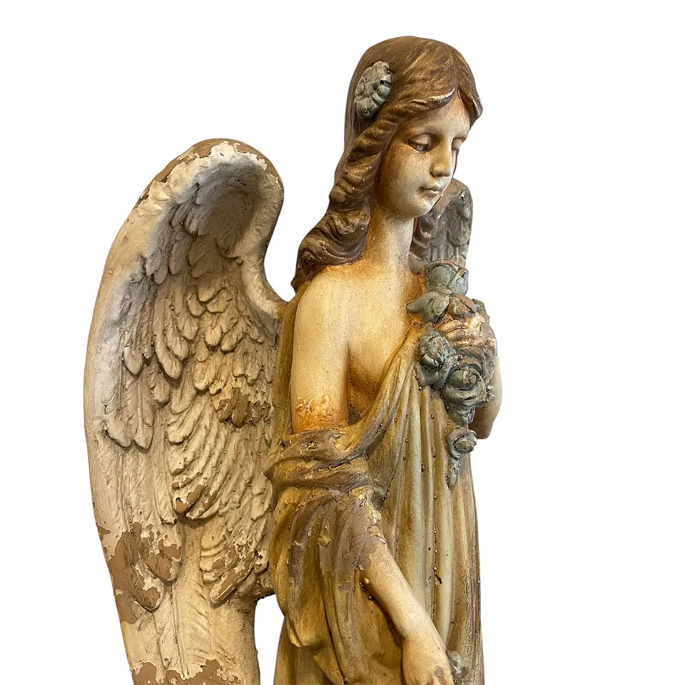 Estátua de Anjo Vintage em Fibra e Cimento 70cm para Jardim e Decoração 3