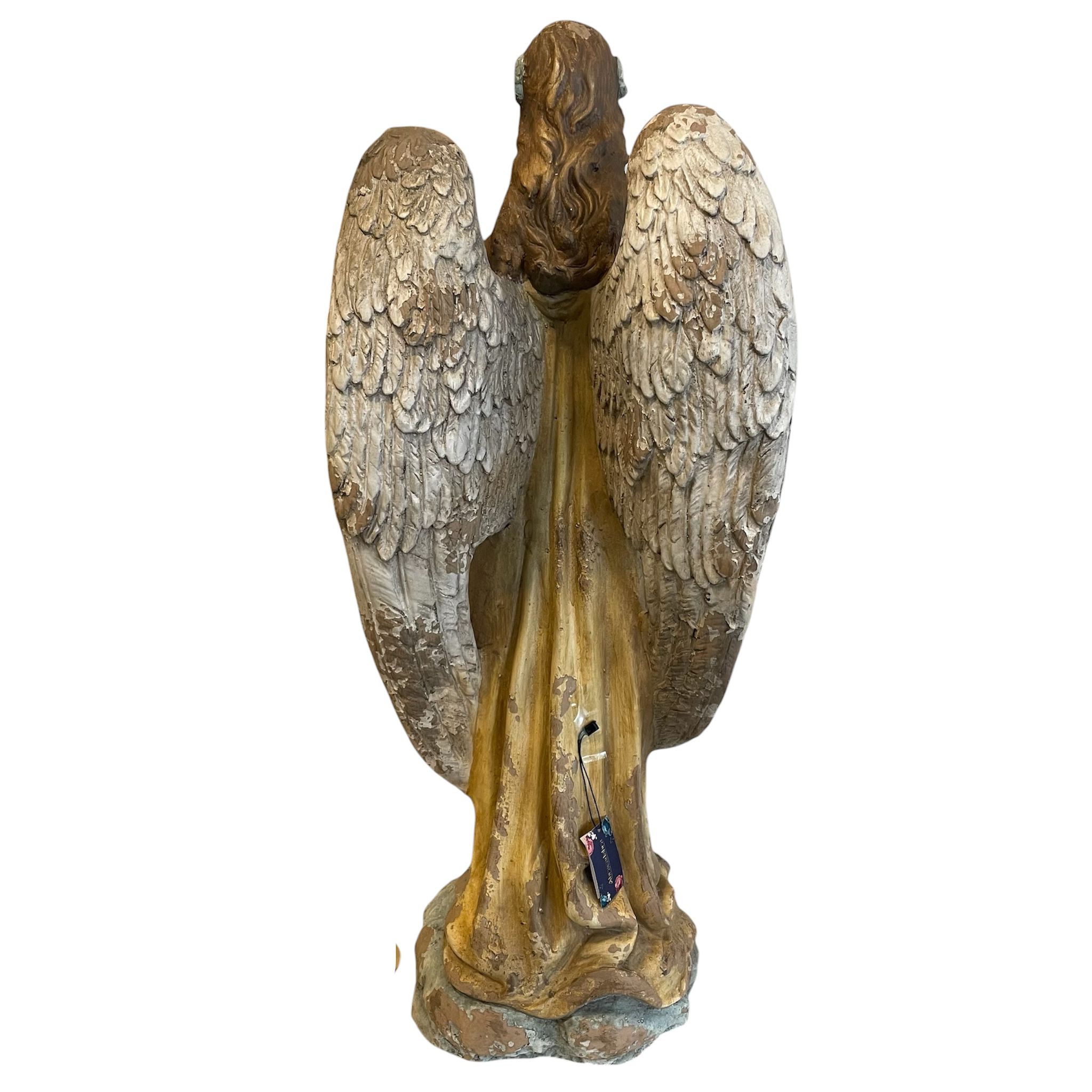 Estátua de Anjo Vintage em Fibra e Cimento 70cm para Jardim e Decoração 5