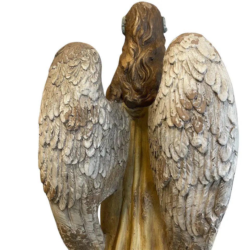 Estátua de Anjo Vintage em Fibra e Cimento 70cm para Jardim e Decoração 6