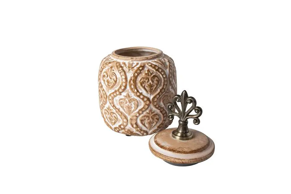 Pote de Cerâmica com Pega em Metal – Estilo Contemporâneo 24 cm 2