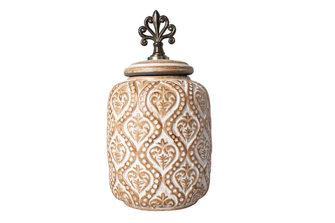 Pote de Cerâmica com Pega em Metal – Estilo Contemporâneo 29cm 