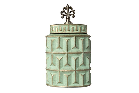 Pote Decorativo Verde e Dourado 30cm
