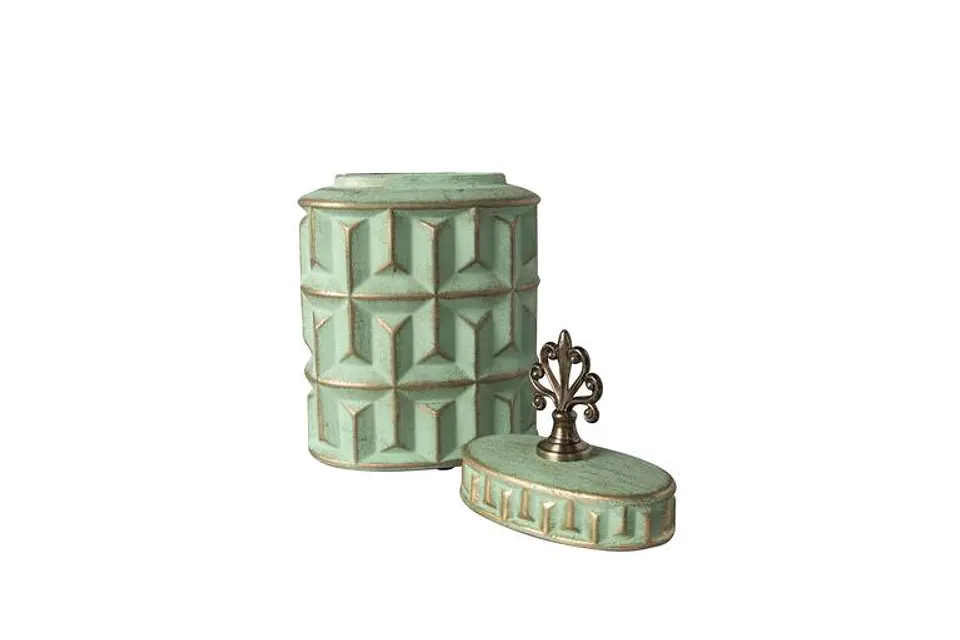 Pote Decorativo Verde e Dourado 30cm 5