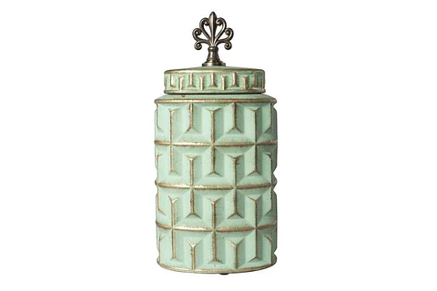 Pote Decorativo Verde e Dourado 35cm