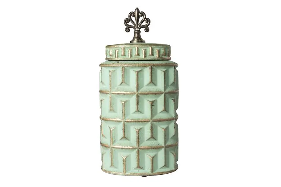 Pote Decorativo Verde e Dourado 35cm 1