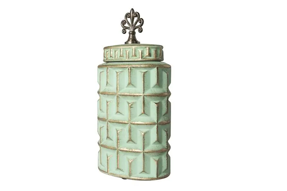 Pote Decorativo Verde e Dourado 35cm 2