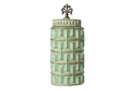 Pote Decorativo Verde e Dourado 40cm