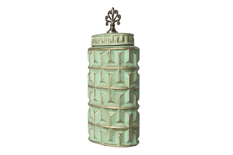 Pote Decorativo Verde e Dourado 40cm 2