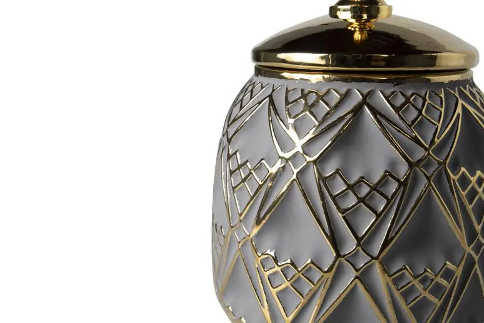 Pote Decorativo Cinza/Azulado/Dourado 30cm 4