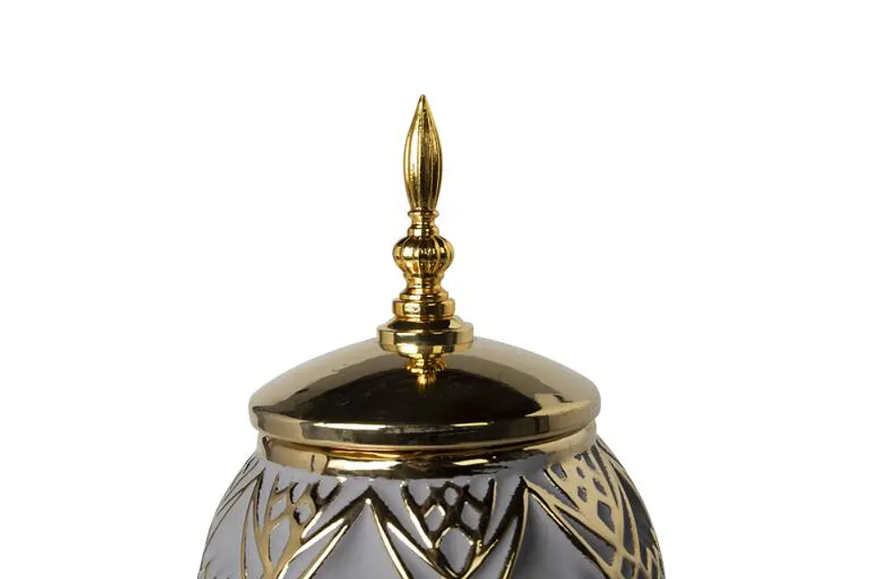 Pote Decorativo Cinza/Azulado/Dourado 36cm 2