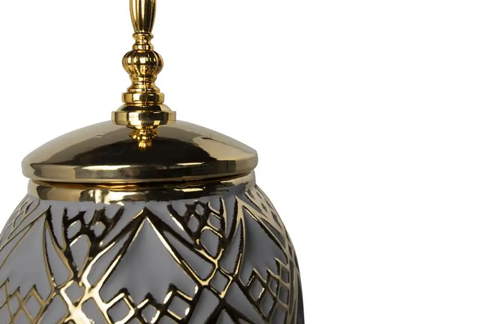 Pote Decorativo Cinza/Azulado/Dourado 36cm 4