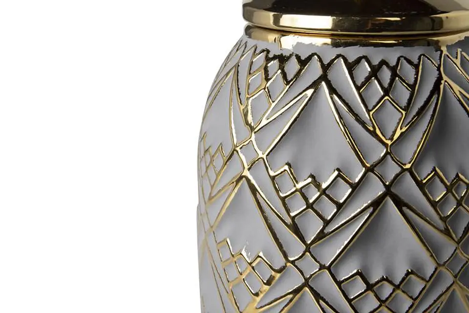 Pote Decorativo Cinza/Azulado/Dourado 43cm 4