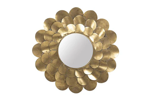 Espelho Redondo em Metal Dourado 71cm