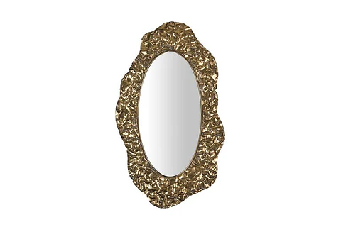 Espelho de Parede Irregular em Metal Dourado 74x42 cm