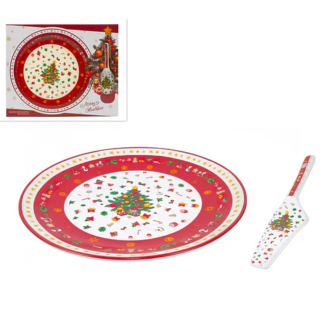 Prato Bolo c/Espátula Natal 