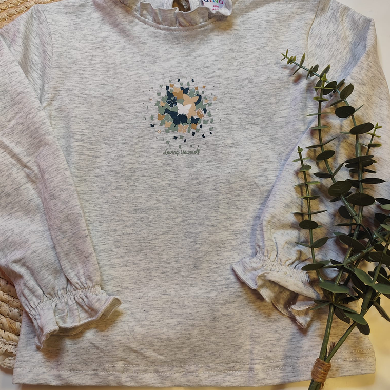 T-shirt manga comprida borboletas 1