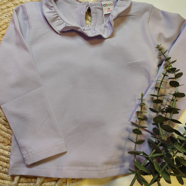 T-shirt manga comprida lilás 1