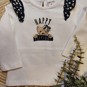 T-shirt manga comprida happy com folho