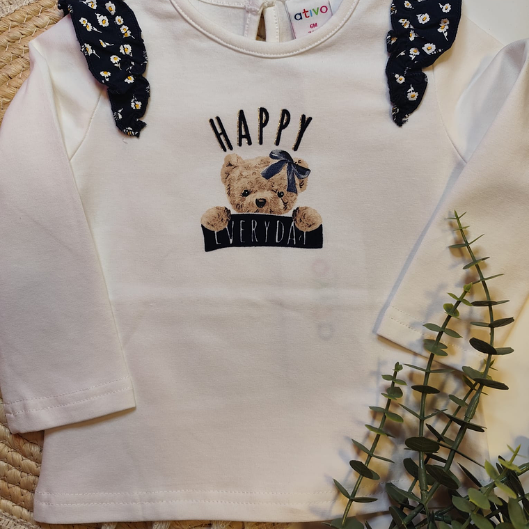 T-shirt manga comprida happy com folho 1