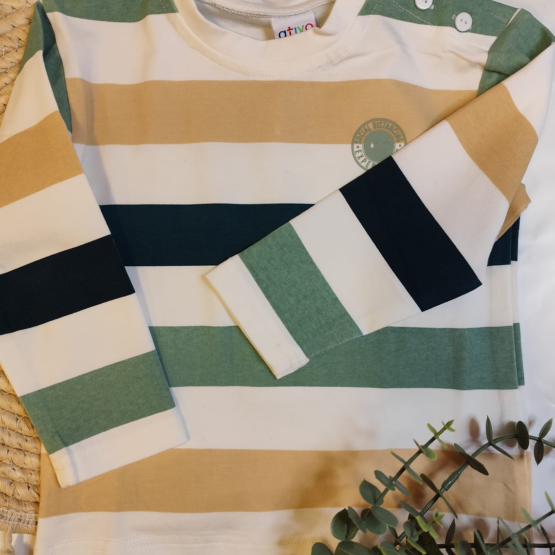 T-shirt manga comprida riscas 2