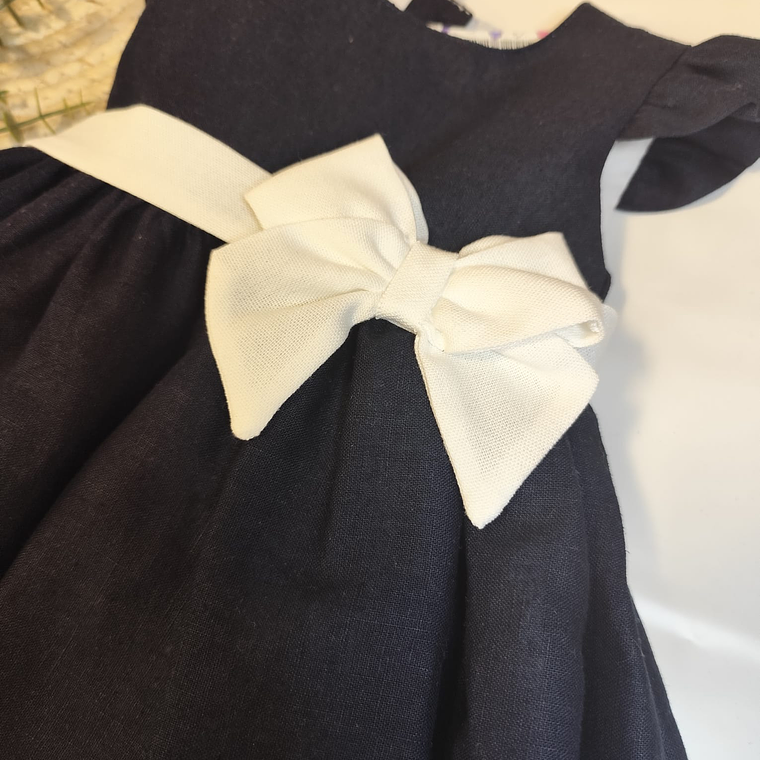 Vestido manga curta com laço 2