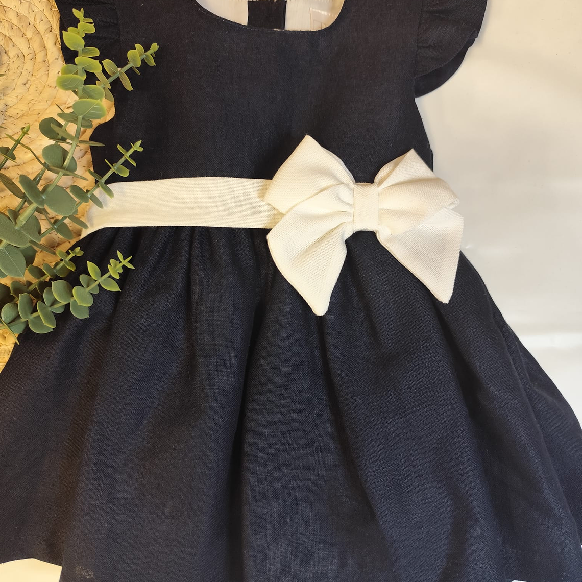 Vestido manga curta com laço 1