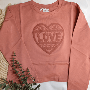 T.shirt manga comprida coração