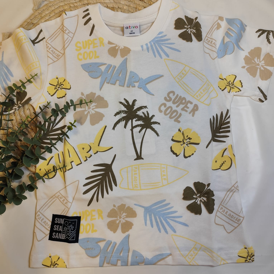 T-shirt manga curta tropical 1