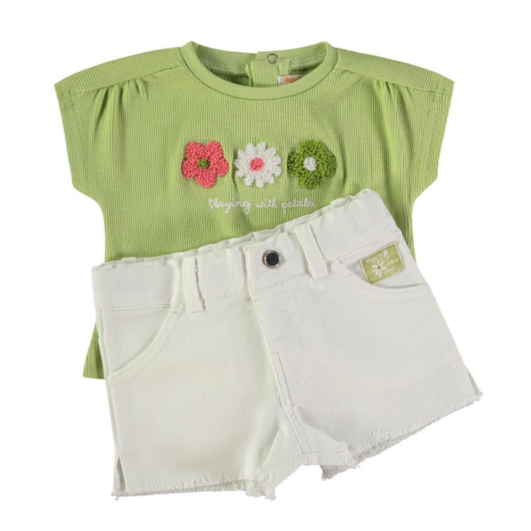 Conjunto calção ganga e top 3