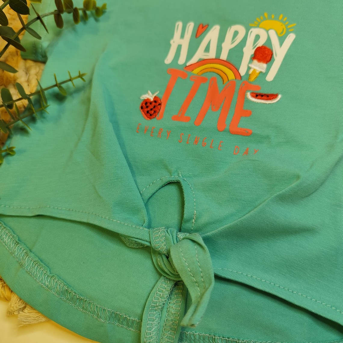 T-shirt manga curta happy time 1